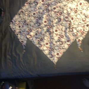 Black, white and burgundy red circles decorated scarf